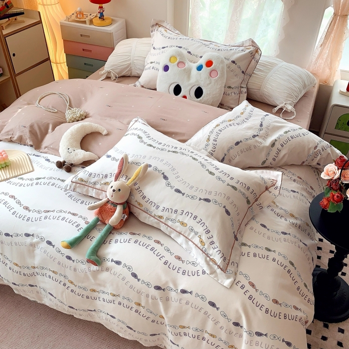 91家纺网 家纺一手货源 找家纺 莱豫家纺 2025新款亲肤舒适小清新印花全棉四件套第六批 好多鱼