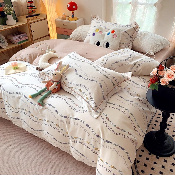 91家纺网 家纺一手货源 找家纺 莱豫家纺 2025新款亲肤舒适小清新印花全棉四件套第六批 好多鱼