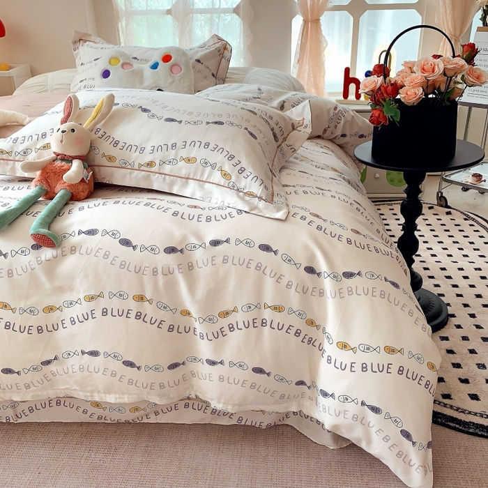 91家纺网 家纺一手货源 找家纺 莱豫家纺 2025新款亲肤舒适小清新印花全棉四件套第六批 好多鱼