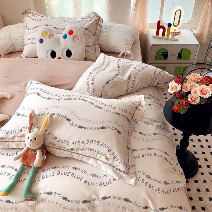 91家纺网 家纺一手货源 找家纺 莱豫家纺 2025新款亲肤舒适小清新印花全棉四件套第六批 好多鱼