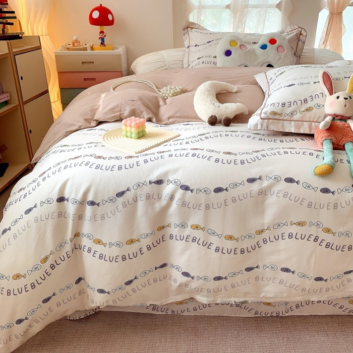 91家纺网 家纺一手货源 找家纺 莱豫家纺 2025新款亲肤舒适小清新印花全棉四件套第六批 好多鱼