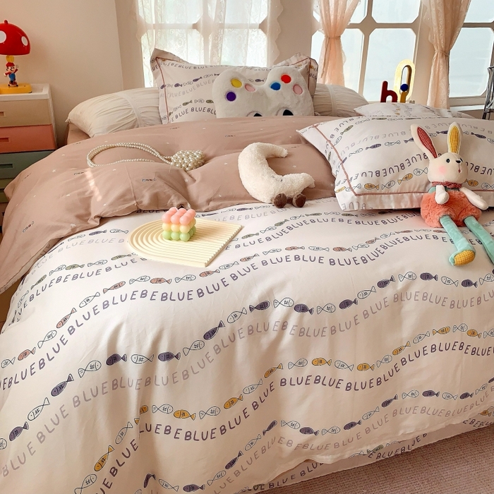 91家纺网 家纺一手货源 找家纺 莱豫家纺 2025新款亲肤舒适小清新印花全棉四件套第六批 好多鱼