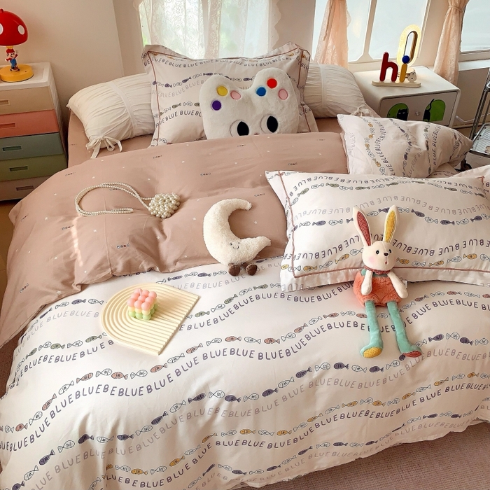 91家纺网 家纺一手货源 找家纺 莱豫家纺 2025新款亲肤舒适小清新印花全棉四件套第六批 好多鱼