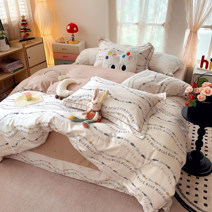 91家纺网 家纺一手货源 找家纺 莱豫家纺 2025新款亲肤舒适小清新印花全棉四件套第六批 好多鱼