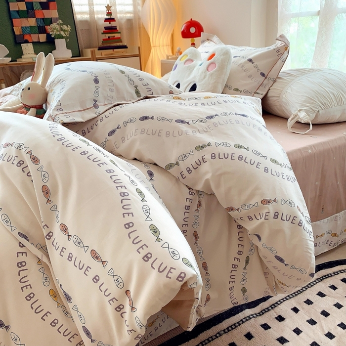 91家纺网 家纺一手货源 找家纺 莱豫家纺 2025新款亲肤舒适小清新印花全棉四件套第六批 好多鱼