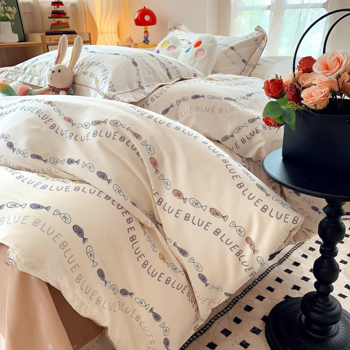 91家纺网 家纺一手货源 找家纺 莱豫家纺 2025新款亲肤舒适小清新印花全棉四件套第六批 好多鱼