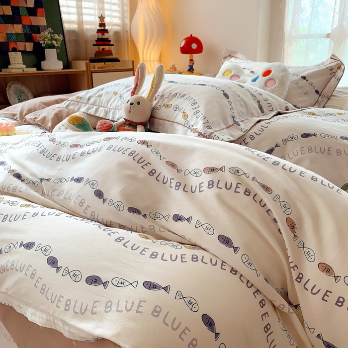 91家纺网 家纺一手货源 找家纺 莱豫家纺 2025新款亲肤舒适小清新印花全棉四件套第六批 好多鱼