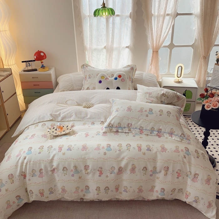 莱豫家纺 2025新款亲肤舒适小清新印花全棉四件套第六批 集美派对