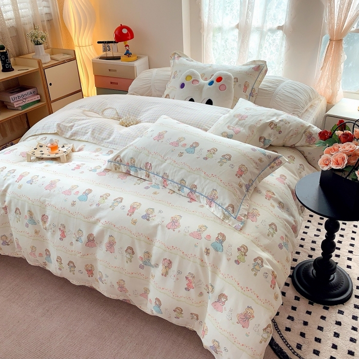 91家纺网 家纺一手货源 找家纺 莱豫家纺 2025新款亲肤舒适小清新印花全棉四件套第六批 集美派对