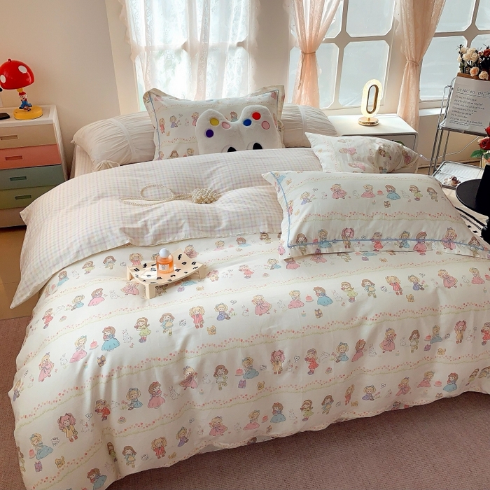 91家纺网 家纺一手货源 找家纺 莱豫家纺 2025新款亲肤舒适小清新印花全棉四件套第六批 集美派对