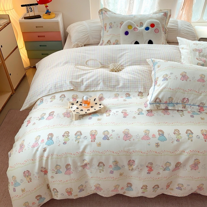 91家纺网 家纺一手货源 找家纺 莱豫家纺 2025新款亲肤舒适小清新印花全棉四件套第六批 集美派对