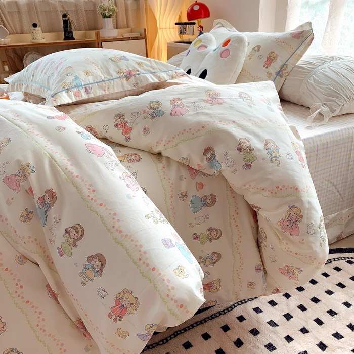 91家纺网 家纺一手货源 找家纺 莱豫家纺 2025新款亲肤舒适小清新印花全棉四件套第六批 集美派对