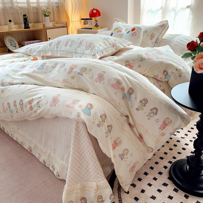 91家纺网 家纺一手货源 找家纺 莱豫家纺 2025新款亲肤舒适小清新印花全棉四件套第六批 集美派对