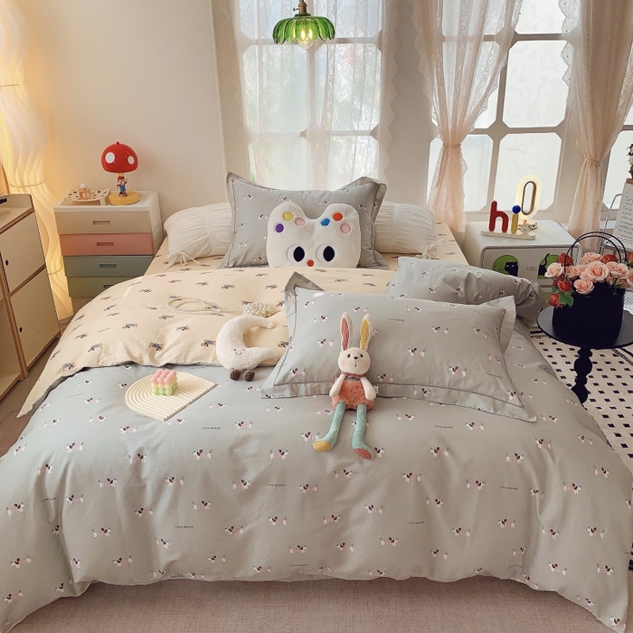 莱豫家纺 2025新款亲肤舒适小清新印花全棉四件套第六批 腊肠狗