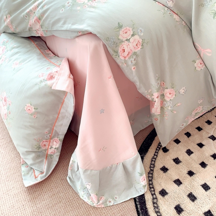 91家纺网 家纺一手货源 找家纺 莱豫家纺 2025新款亲肤舒适小清新印花全棉四件套第六批 满芳庭