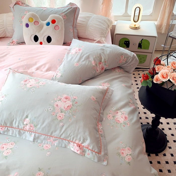 91家纺网 家纺一手货源 找家纺 莱豫家纺 2025新款亲肤舒适小清新印花全棉四件套第六批 满芳庭