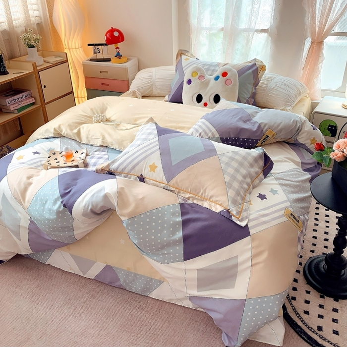 91家纺网 家纺一手货源 找家纺 莱豫家纺 2025新款亲肤舒适小清新印花全棉四件套第六批 漂流记