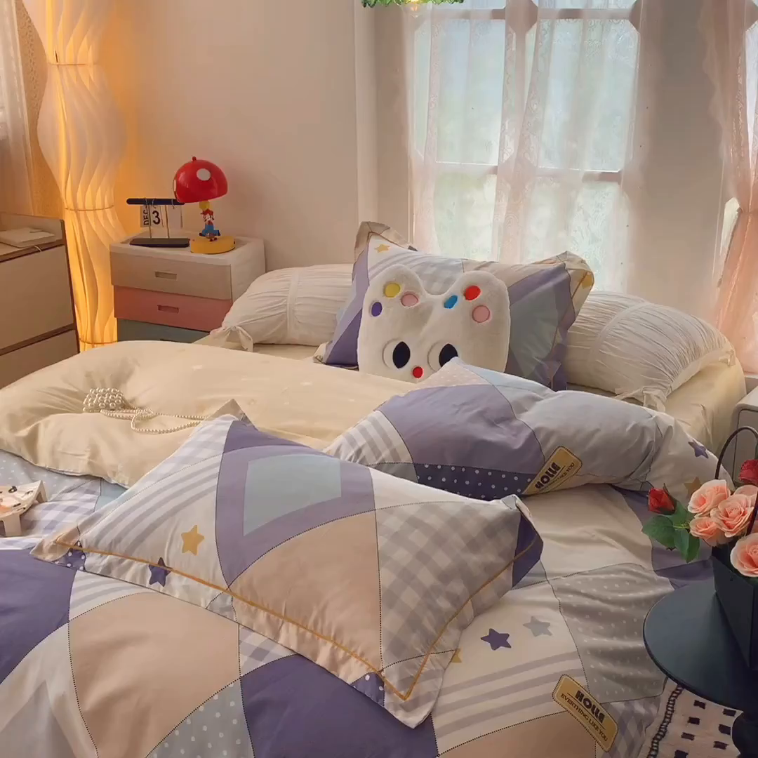 91家纺网 家纺一手货源 找家纺 莱豫家纺 2025新款亲肤舒适小清新印花全棉四件套第六批 漂流记