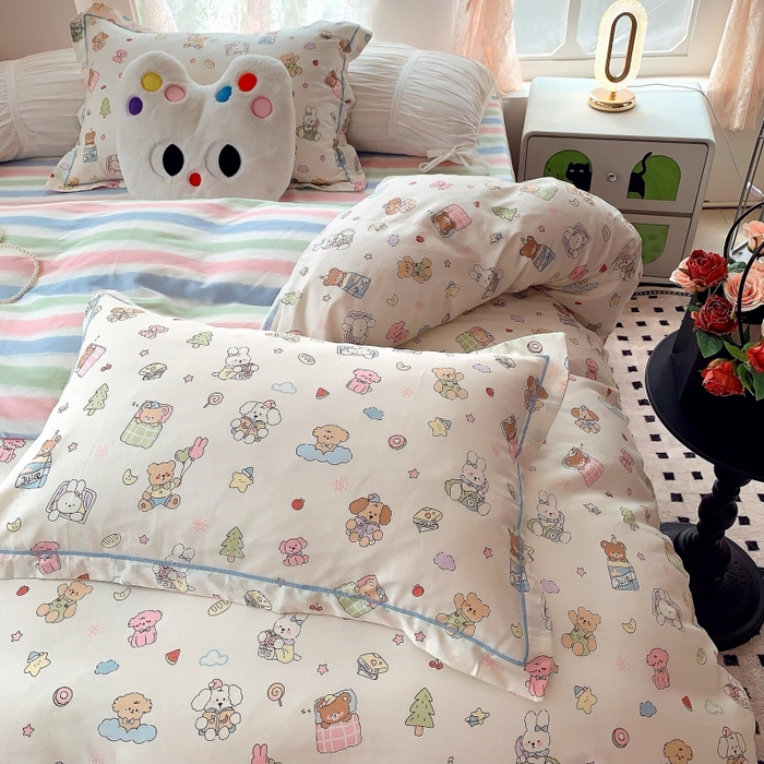 91家纺网 家纺一手货源 找家纺 莱豫家纺 2025新款亲肤舒适小清新印花全棉四件套第六批 亲子乐园