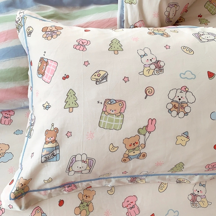 91家纺网 家纺一手货源 找家纺 莱豫家纺 2025新款亲肤舒适小清新印花全棉四件套第六批 亲子乐园