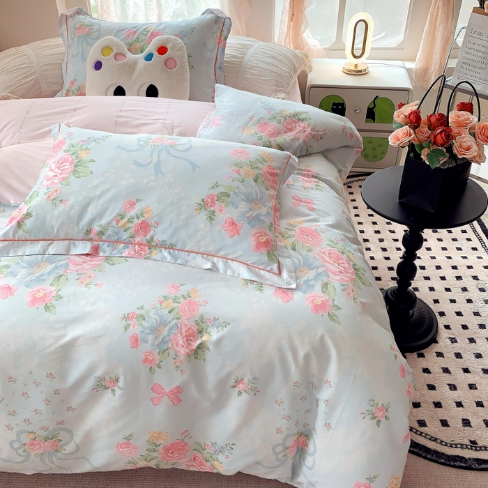 91家纺网 家纺一手货源 找家纺 莱豫家纺 2025新款亲肤舒适小清新印花全棉四件套第六批 塞纳河畔