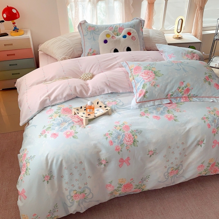 91家纺网 家纺一手货源 找家纺 莱豫家纺 2025新款亲肤舒适小清新印花全棉四件套第六批 塞纳河畔