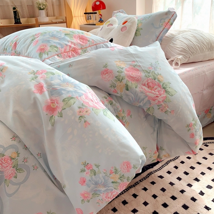 91家纺网 家纺一手货源 找家纺 莱豫家纺 2025新款亲肤舒适小清新印花全棉四件套第六批 塞纳河畔