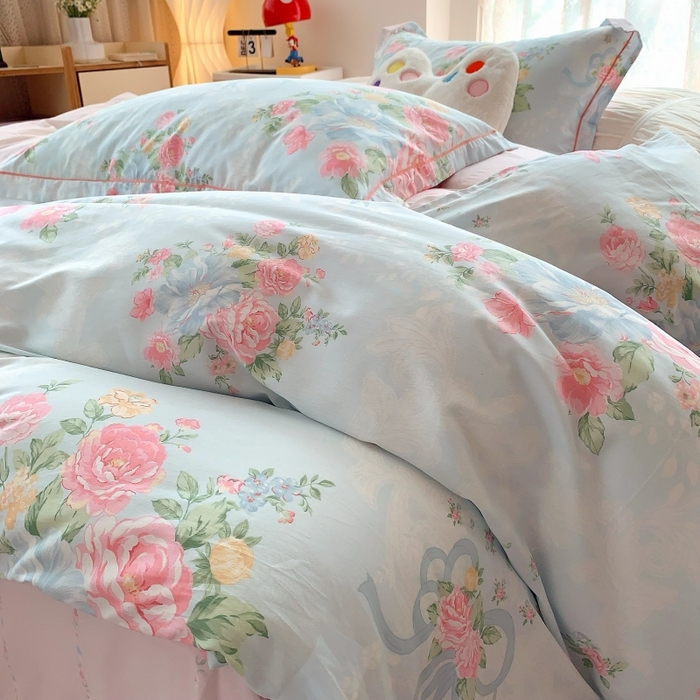 91家纺网 家纺一手货源 找家纺 莱豫家纺 2025新款亲肤舒适小清新印花全棉四件套第六批 塞纳河畔