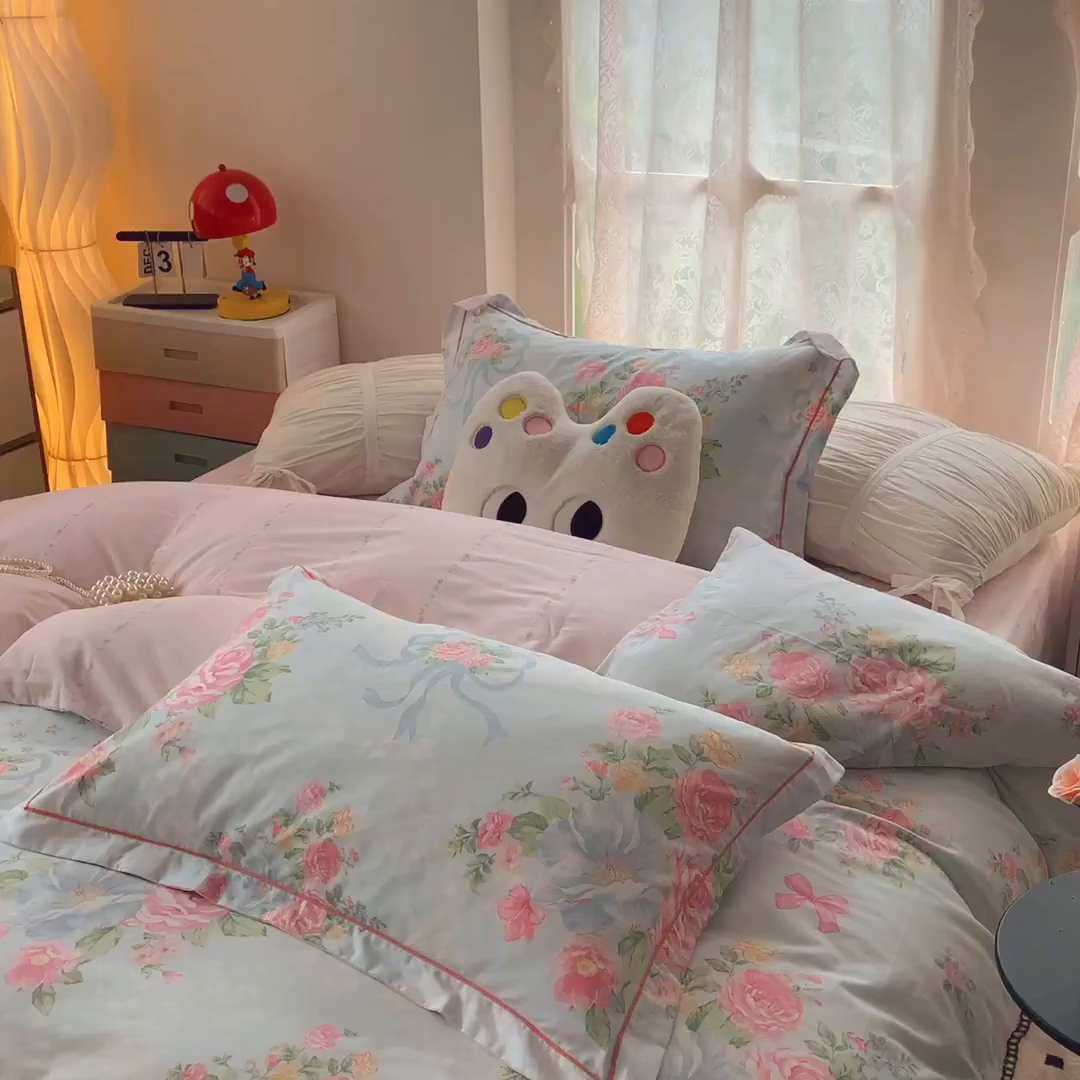 91家纺网 家纺一手货源 找家纺 莱豫家纺 2025新款亲肤舒适小清新印花全棉四件套第六批 塞纳河畔