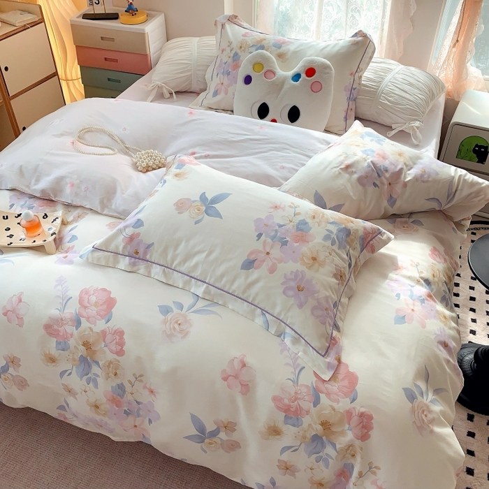 91家纺网 家纺一手货源 找家纺 莱豫家纺 2025新款亲肤舒适小清新印花全棉四件套第六批 万花筒