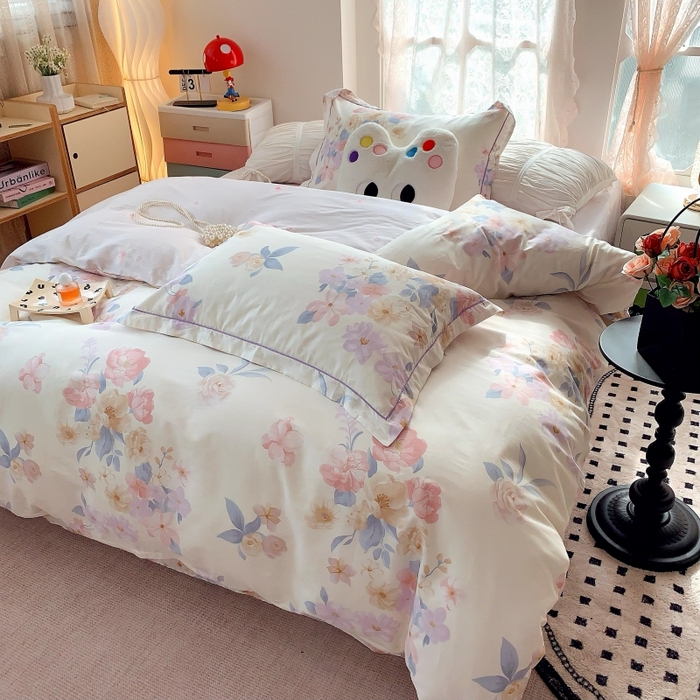 91家纺网 家纺一手货源 找家纺 莱豫家纺 2025新款亲肤舒适小清新印花全棉四件套第六批 万花筒