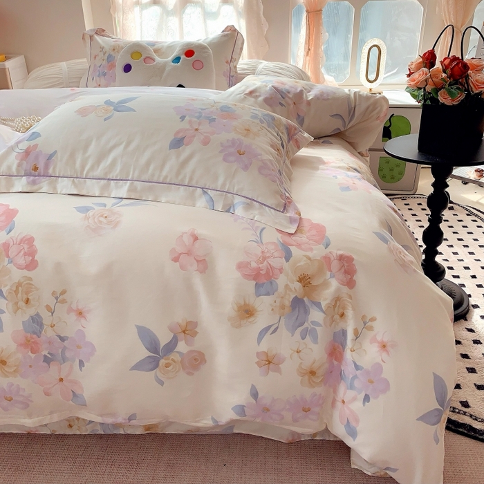 91家纺网 家纺一手货源 找家纺 莱豫家纺 2025新款亲肤舒适小清新印花全棉四件套第六批 万花筒