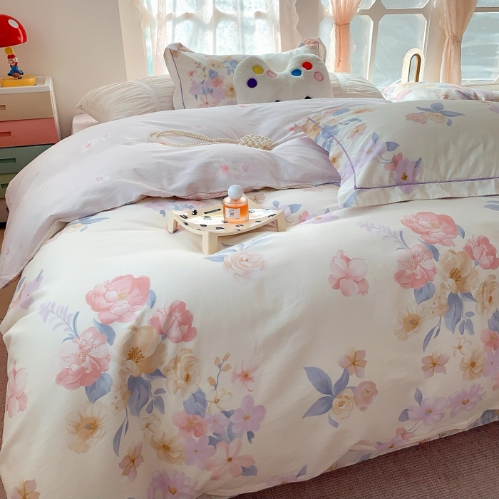 91家纺网 家纺一手货源 找家纺 莱豫家纺 2025新款亲肤舒适小清新印花全棉四件套第六批 万花筒