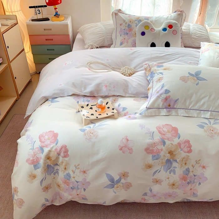 91家纺网 家纺一手货源 找家纺 莱豫家纺 2025新款亲肤舒适小清新印花全棉四件套第六批 万花筒