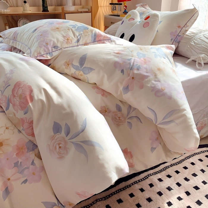 91家纺网 家纺一手货源 找家纺 莱豫家纺 2025新款亲肤舒适小清新印花全棉四件套第六批 万花筒