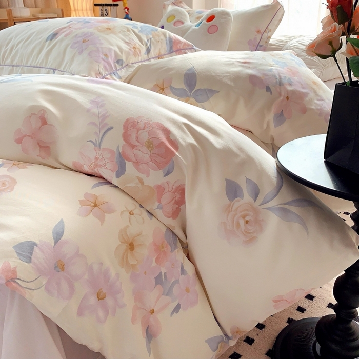 91家纺网 家纺一手货源 找家纺 莱豫家纺 2025新款亲肤舒适小清新印花全棉四件套第六批 万花筒