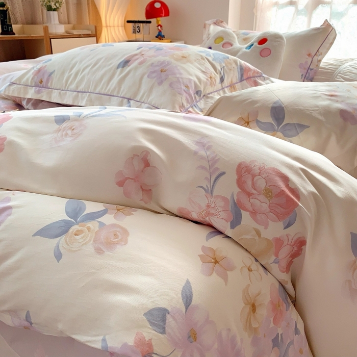 91家纺网 家纺一手货源 找家纺 莱豫家纺 2025新款亲肤舒适小清新印花全棉四件套第六批 万花筒