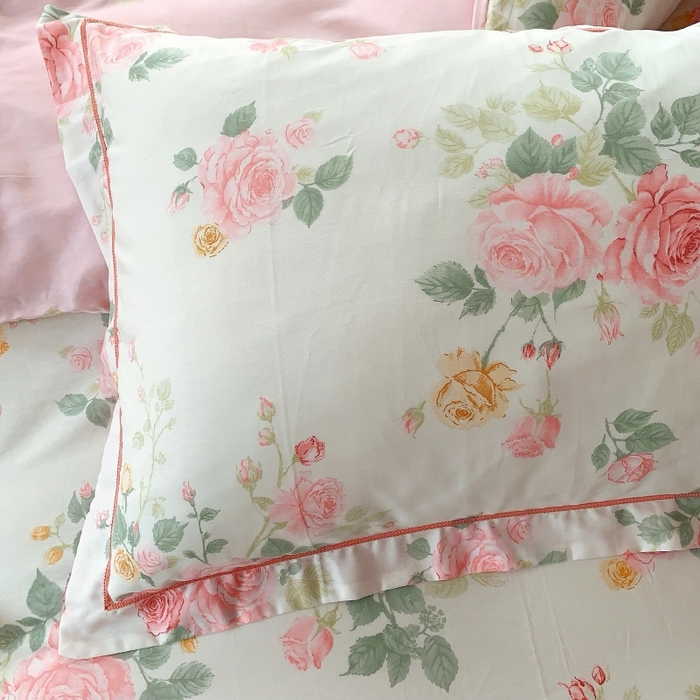 91家纺网 家纺一手货源 找家纺 莱豫家纺 2025新款亲肤舒适小清新印花全棉四件套第六批 向云端粉