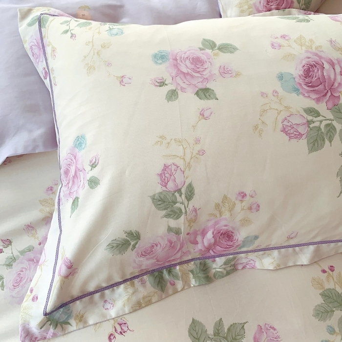 91家纺网 家纺一手货源 找家纺 莱豫家纺 2025新款亲肤舒适小清新印花全棉四件套第六批 向云端紫