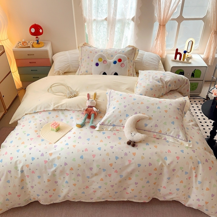 91家纺网 家纺一手货源 找家纺 莱豫家纺 2025新款亲肤舒适小清新印花全棉四件套第六批 心晴