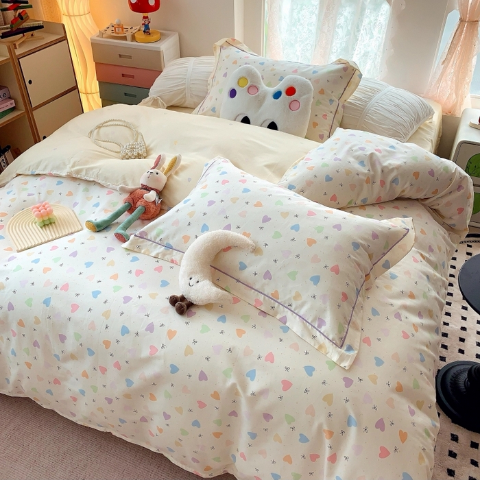 91家纺网 家纺一手货源 找家纺 莱豫家纺 2025新款亲肤舒适小清新印花全棉四件套第六批 心晴