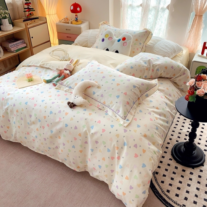 91家纺网 家纺一手货源 找家纺 莱豫家纺 2025新款亲肤舒适小清新印花全棉四件套第六批 心晴