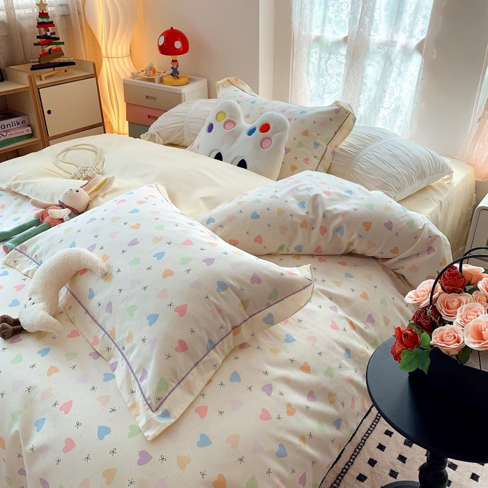 91家纺网 家纺一手货源 找家纺 莱豫家纺 2025新款亲肤舒适小清新印花全棉四件套第六批 心晴