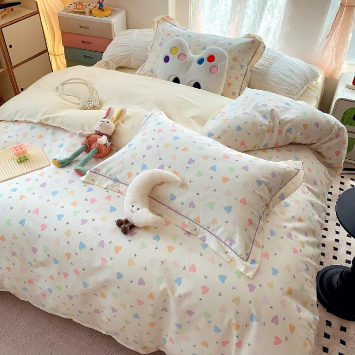 91家纺网 家纺一手货源 找家纺 莱豫家纺 2025新款亲肤舒适小清新印花全棉四件套第六批 心晴