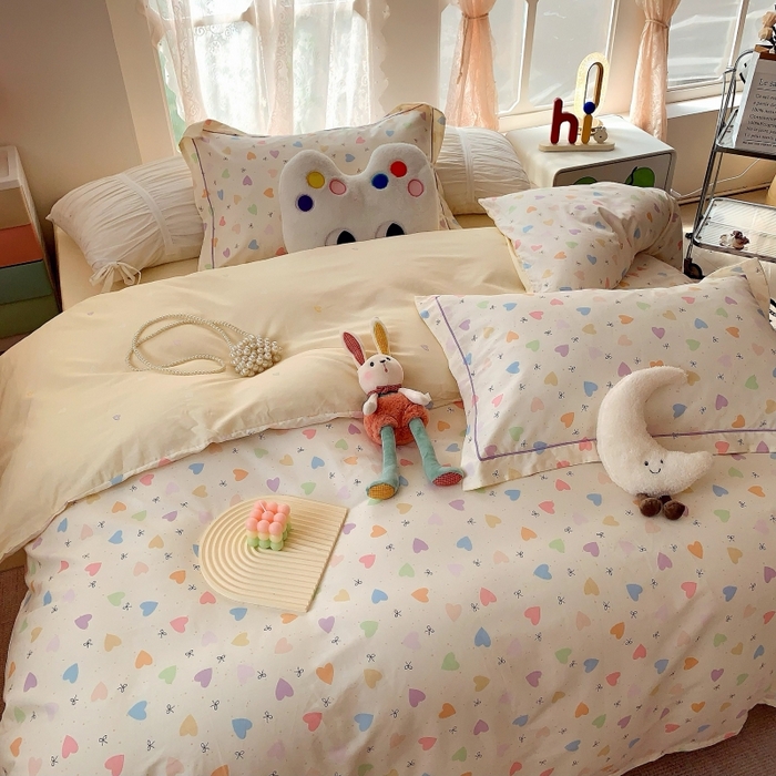 91家纺网 家纺一手货源 找家纺 莱豫家纺 2025新款亲肤舒适小清新印花全棉四件套第六批 心晴