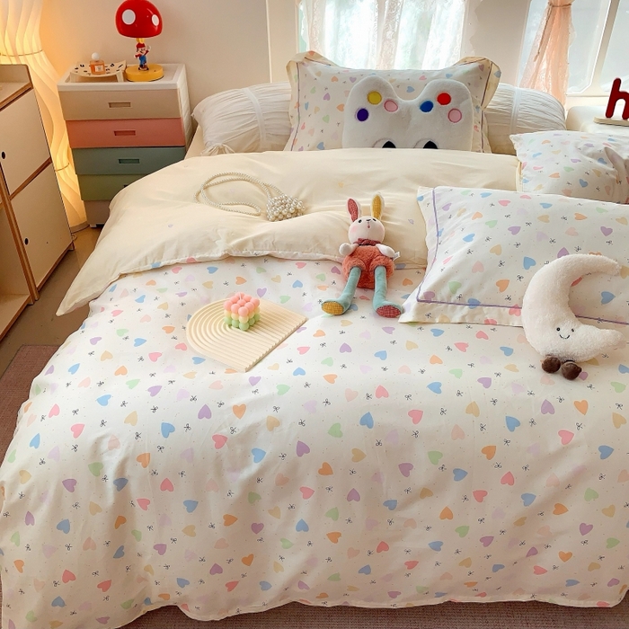 91家纺网 家纺一手货源 找家纺 莱豫家纺 2025新款亲肤舒适小清新印花全棉四件套第六批 心晴