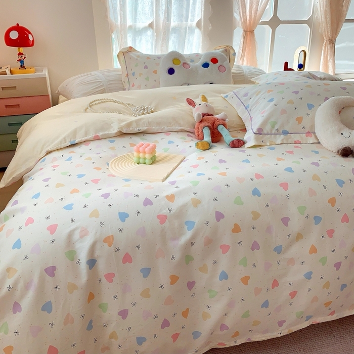 91家纺网 家纺一手货源 找家纺 莱豫家纺 2025新款亲肤舒适小清新印花全棉四件套第六批 心晴