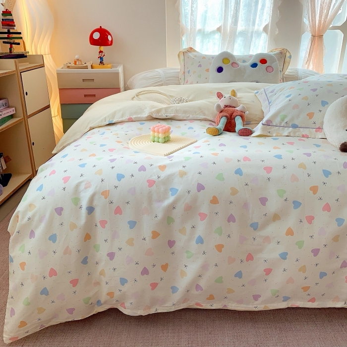 91家纺网 家纺一手货源 找家纺 莱豫家纺 2025新款亲肤舒适小清新印花全棉四件套第六批 心晴