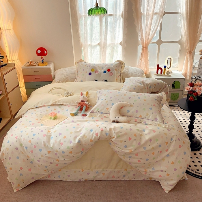 91家纺网 家纺一手货源 找家纺 莱豫家纺 2025新款亲肤舒适小清新印花全棉四件套第六批 心晴