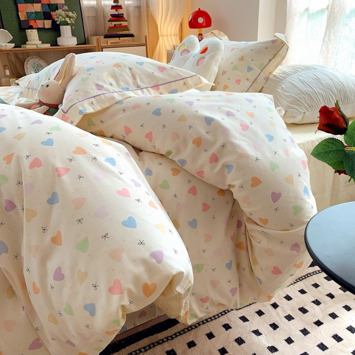 91家纺网 家纺一手货源 找家纺 莱豫家纺 2025新款亲肤舒适小清新印花全棉四件套第六批 心晴